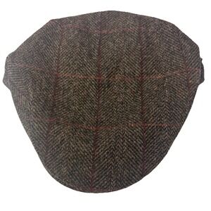 Mucros Weavers Workshop Trinity Tweed Flat Cap Hat Size L  Brown Plaid Ireland